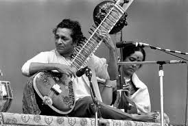 Pandit Ravi Shankar playing the sitar, symbolizing India’s rich classical music heritage